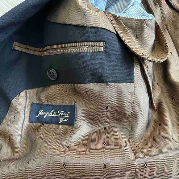 Joseph & Feiss Gold Blazer, Navy , 44 Reg 100% WORESTER WOOL EXECUTIVE Fit - Picture 9 of 16